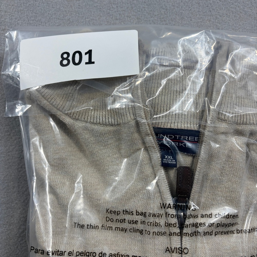 Roundtree & Yorke Mens XXL Beige Sweater 1/4 Zip Pullover Cotton Blend Heather - Picture 8 of 8